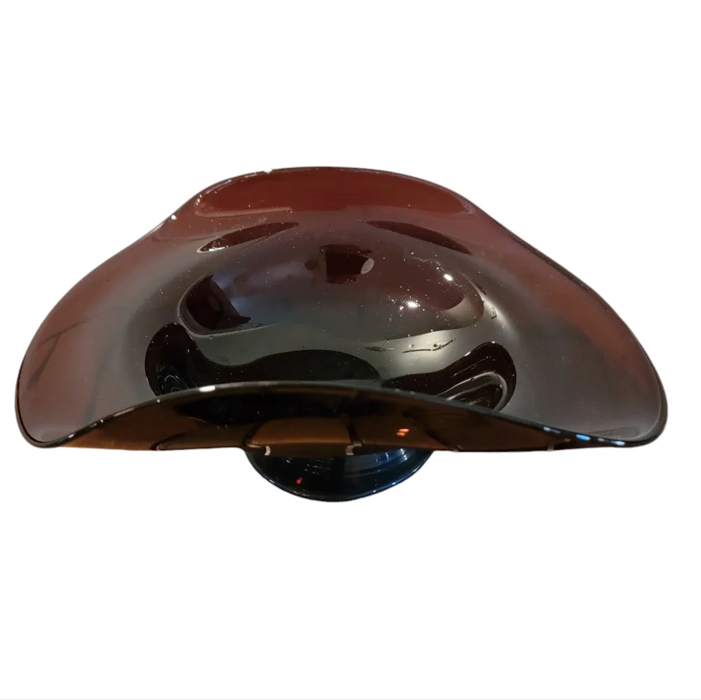 Amethyst Hand‎ Blown Glass Bowl with Amethyst Glass Grape Clusters MCM
